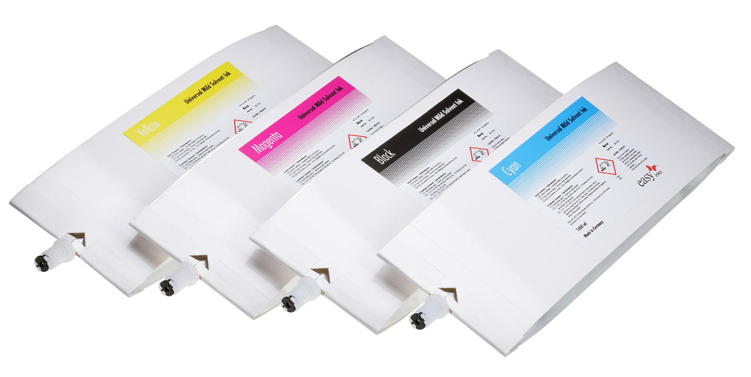 Mutoh UMS (Universal Mild Solvent) compatible ink, 1 Liter bag for original Mutoh Adapter, incl. Smart Card